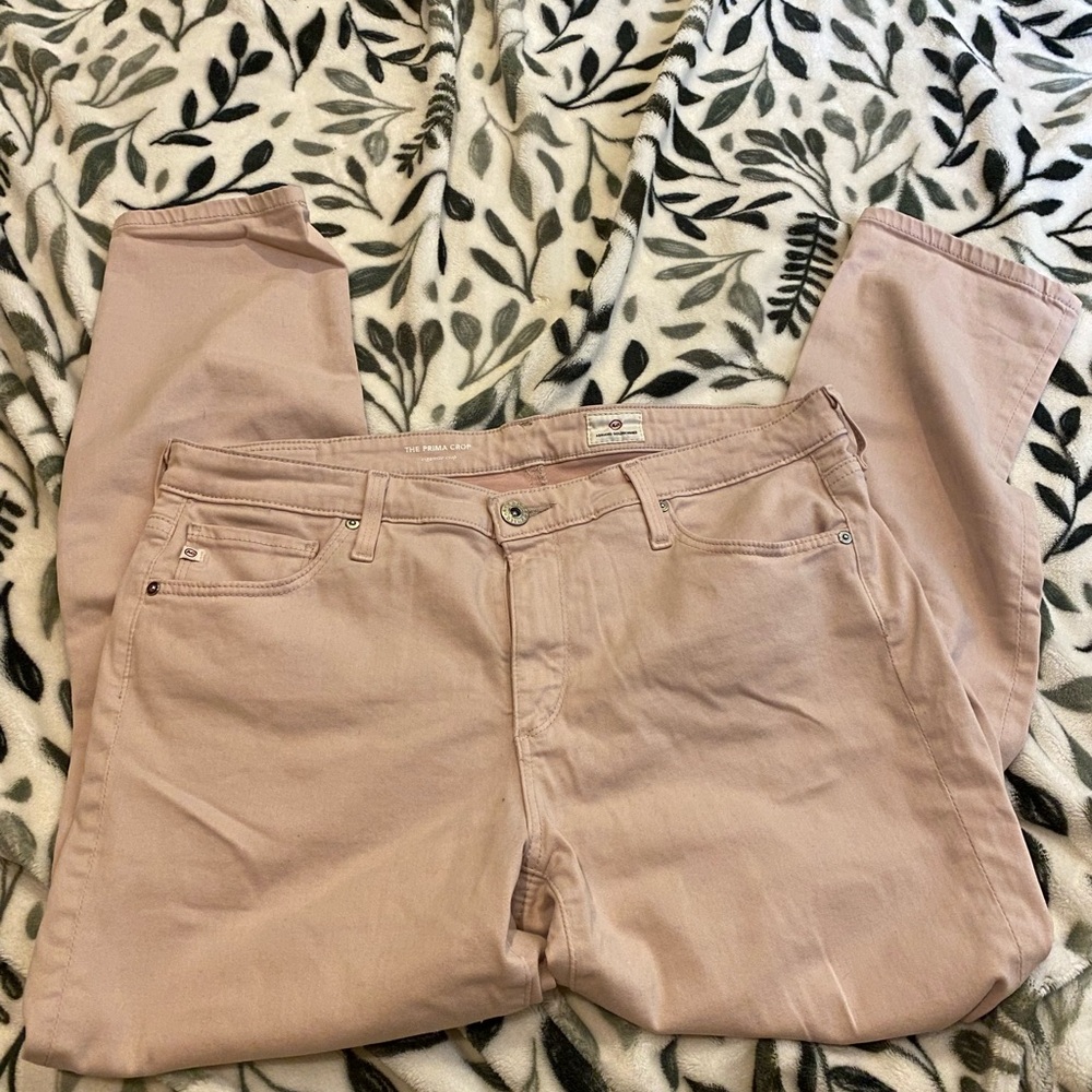 AG Adriano Goldschmied Women's Light Pink Straight Leg Jeanspu k jeans